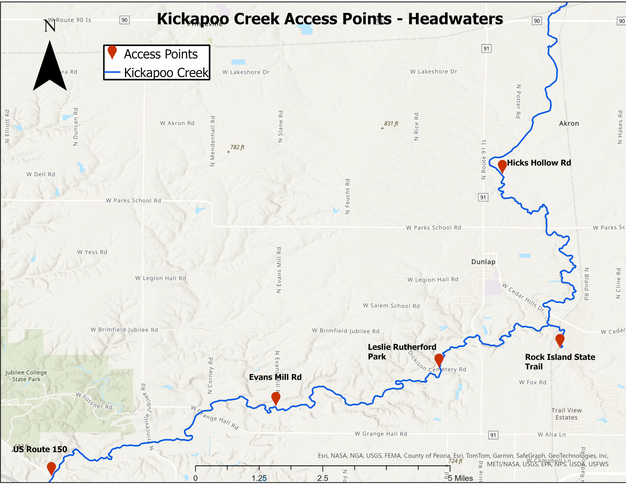 Kickapoo Creek Access Points Headwaters Kickapoo Creek Access Points Headwaters